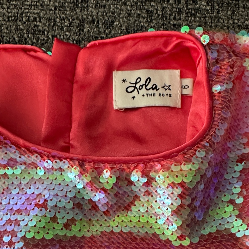 Lola + The Boys Iridescent Pink Sequin Two-Piece Set